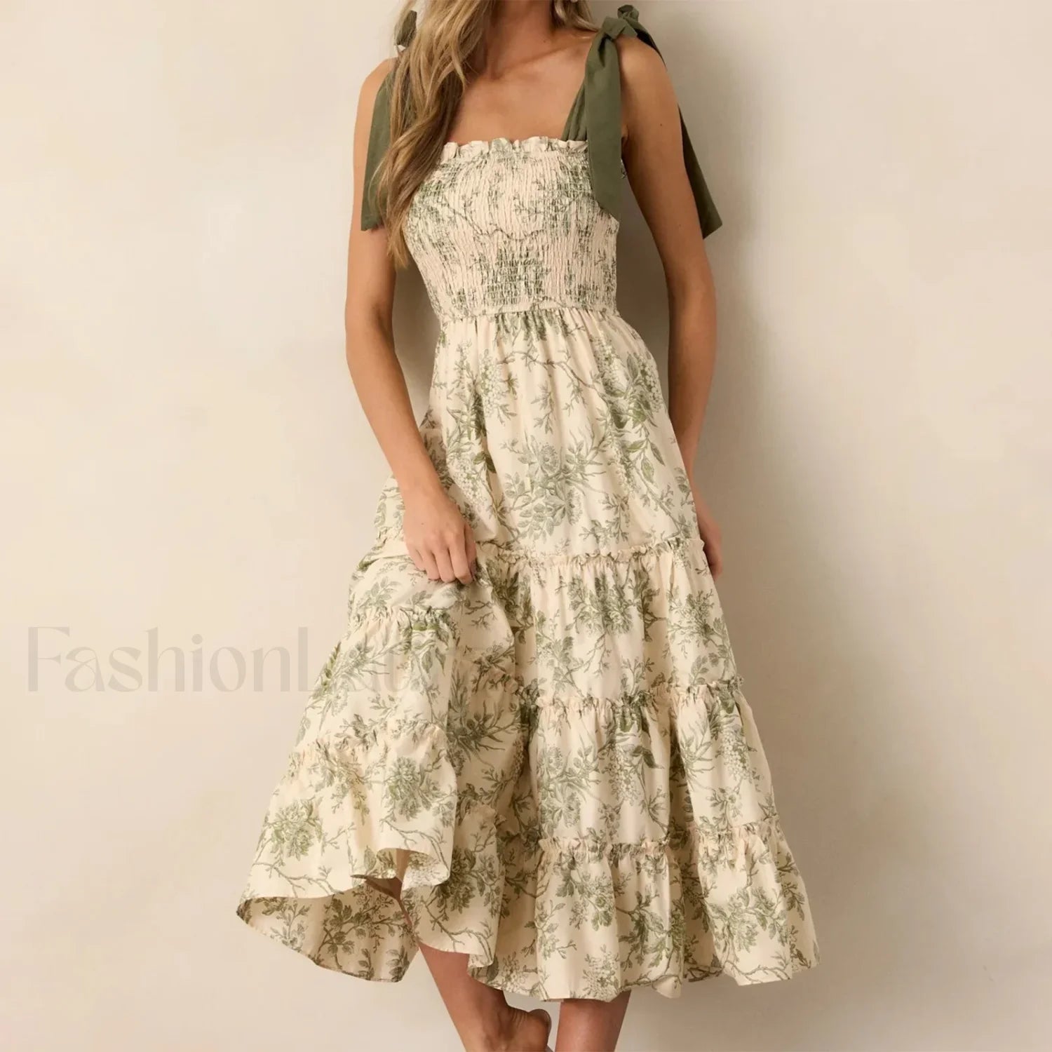 Ruffled Wide-Strap Midi Dress Secondary image