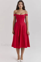 Saira Floral Stylish Print Midi Sundress XS / Scarlet