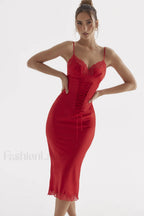 Salma Satin Stylish Slip Midi Dress