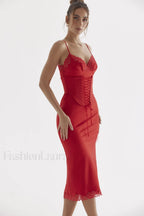 Salma Satin Stylish Slip Midi Dress