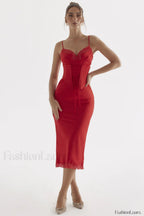 Salma Satin Stylish Slip Midi Dress