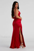 Sam Formal Satin Charming Open Back Dress