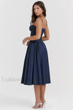 Samaria French Stylish Navy Corset Sundress