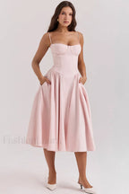 Samaria French Stylish Navy Corset Sundress