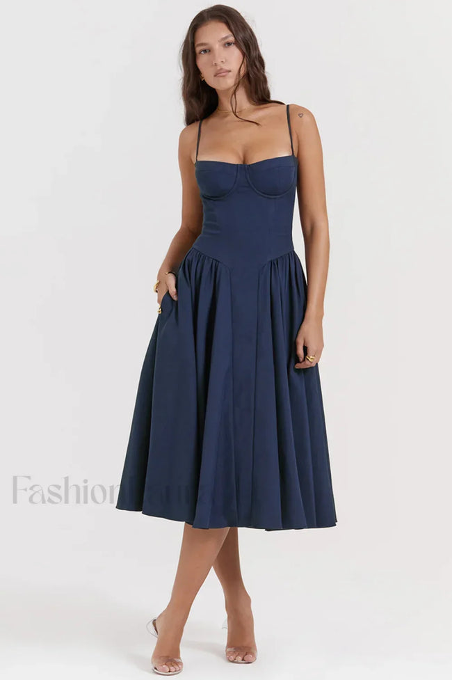 Samaria French Stylish Navy Corset Sundress S / French Navy Main image