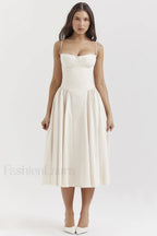 Samaria French Stylish Navy Corset Sundress S / Ivory