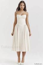 Samaria French Stylish Navy Corset Sundress S / Ivory