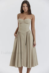 Samaria Taupe Stylish Corset Sun Dress
