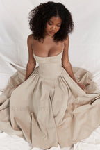 Samaria Taupe Stylish Corset Sun Dress