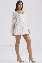 Sancia Printed Puff Charming Sleeve Mini Dress