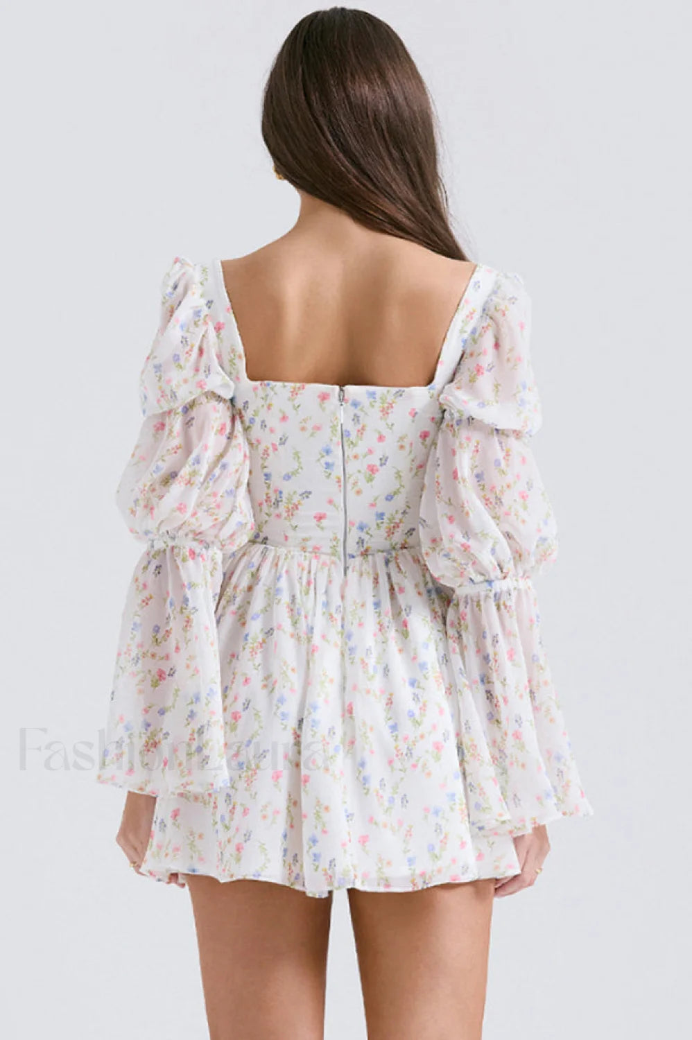 Sancia Printed Puff Charming Sleeve Mini Dress