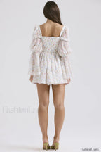 Sancia Printed Puff Charming Sleeve Mini Dress