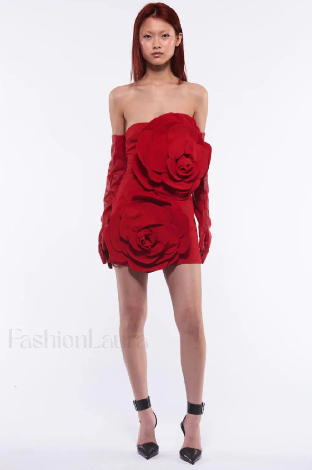 Sarrili 3D Floral Charming Corset Mini Dress