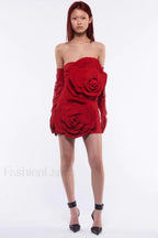 Sarrili 3D Floral Charming Corset Mini Dress