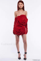 Sarrili 3D Floral Charming Corset Mini Dress