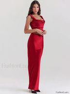 Satin Backless Skirt Maxi Dress