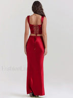 Satin Backless Skirt Maxi Dress