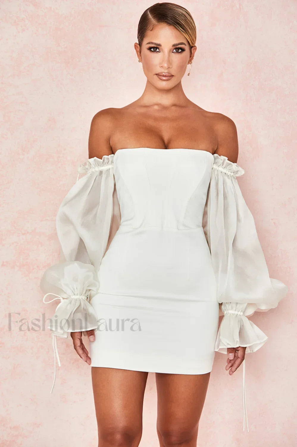 Satin Elegant Corset Dress S / White