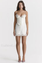 Satin Lace Stylish Herringbone Slip Dress