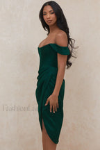 Satin Off Stylish Shoulder Dress