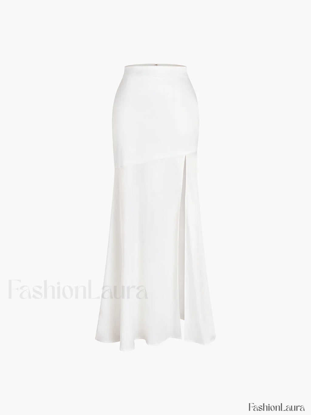Satin Patchwork Split Maxi Skirt Skirts