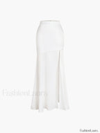 Satin Patchwork Split Maxi Skirt Skirts