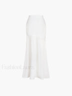 Satin Patchwork Split Maxi Skirt Skirts