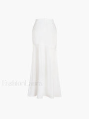 Satin Patchwork Split Maxi Skirt Skirts