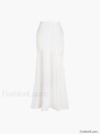 Satin Patchwork Split Maxi Skirt Skirts