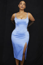 Satin Pleated Stylish Corset Midi Dress
