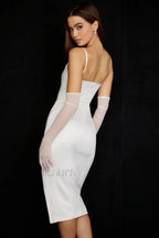 Satin Pleated Stylish Corset Midi Dress
