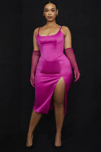 Satin Pleated Stylish Corset Midi Dress
