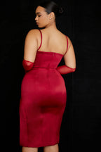 Satin Pleated Stylish Corset Midi Dress