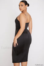 Satin Pleated Stylish Corset Midi Dress