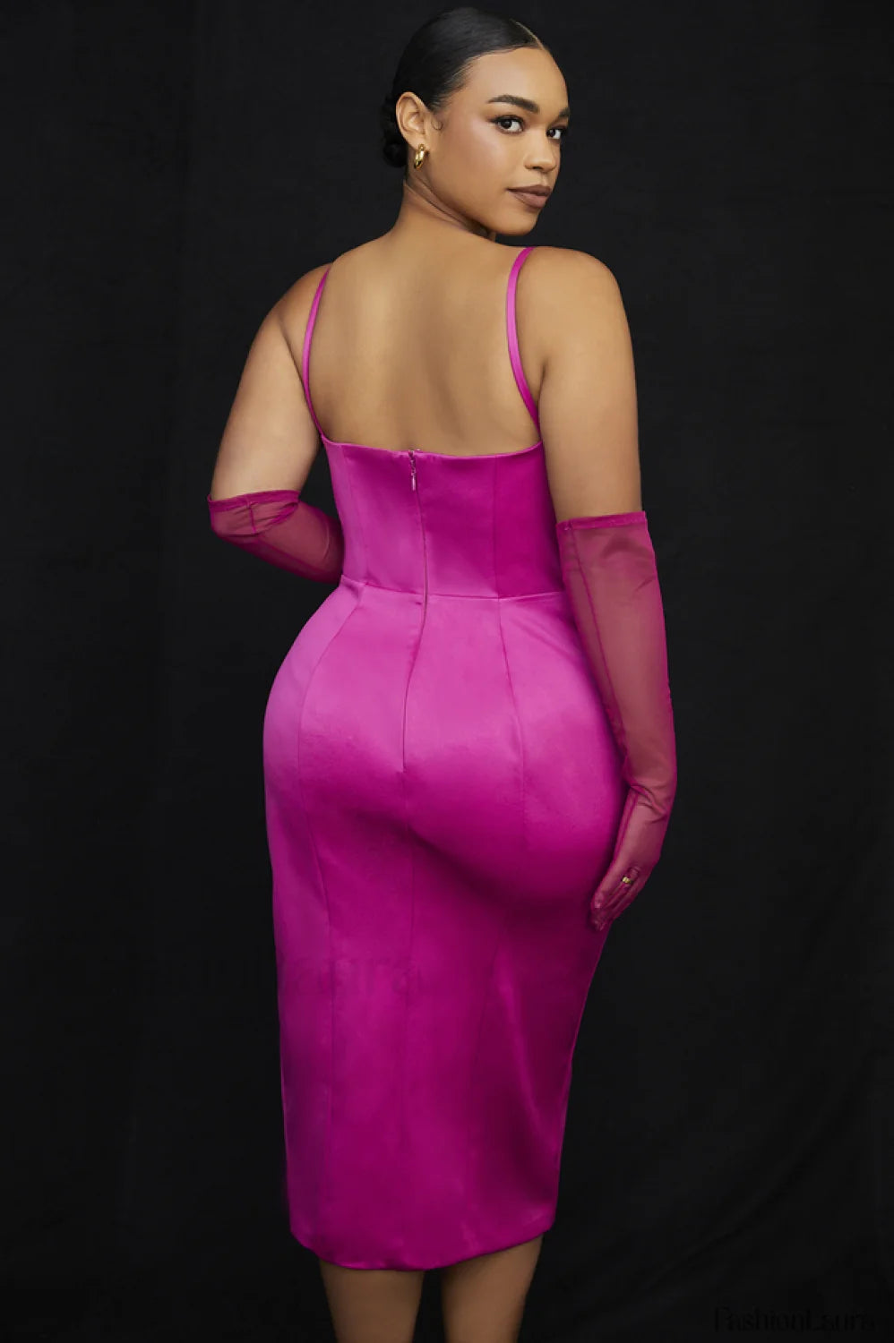 Satin Pleated Stylish Corset Midi Dress