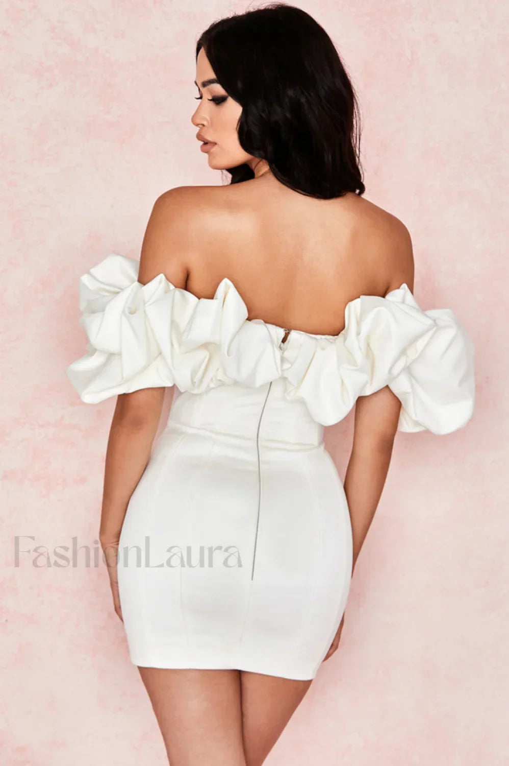 Satin Ruffle Stylish Strapless Dress