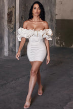 Satin Ruffle Stylish Strapless Dress