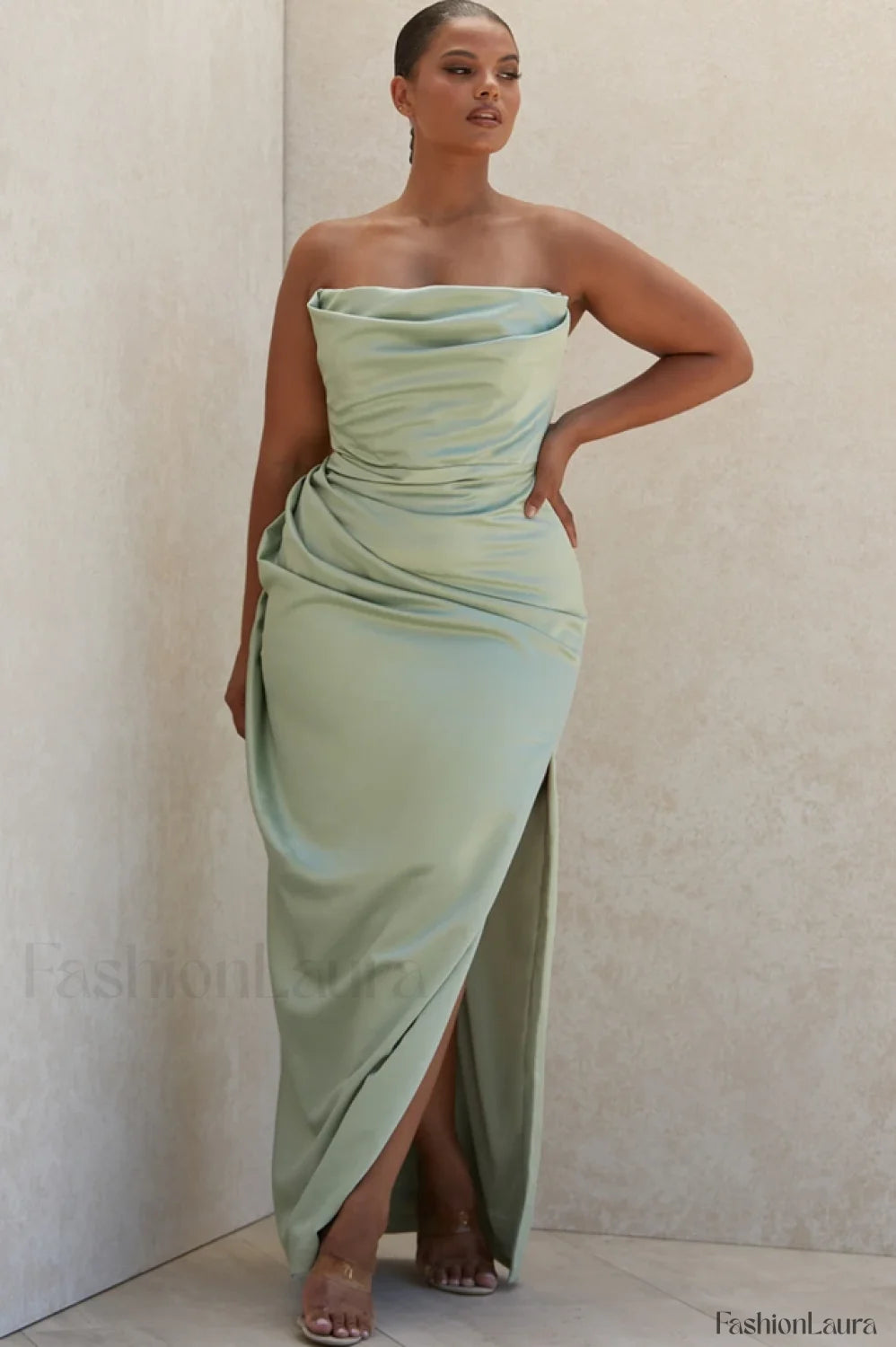 Satin Strapless Stylish Corset Maxi Dress