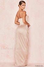 Satin Strapless Stylish Corset Maxi Dress