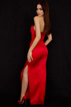 Satin Strapless Stylish Corset Maxi Dress