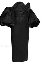 Satin Strapless Stylish Midi Dress