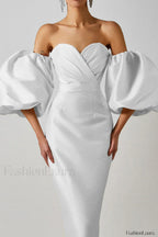 Satin Strapless Stylish Midi Dress