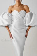 Satin Strapless Stylish Midi Dress