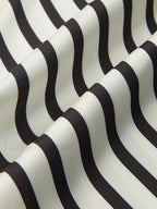 Satin Striped Button Cozy Blouse Blouses