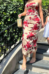 Satin Y2K Bodycon Floral Dress