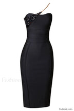 Savina One Shoulder Charming Midi Bandage Dress
