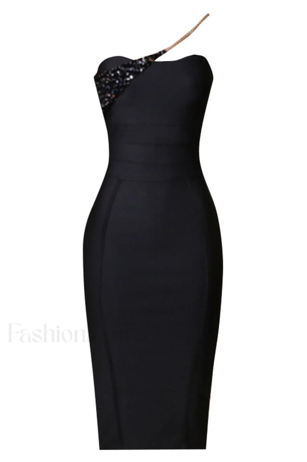 Savina One Shoulder Charming Midi Bandage Dress