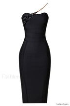 Savina One Shoulder Charming Midi Bandage Dress