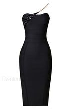 Savina One Shoulder Charming Midi Bandage Dress
