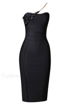 Savina One Shoulder Charming Midi Bandage Dress